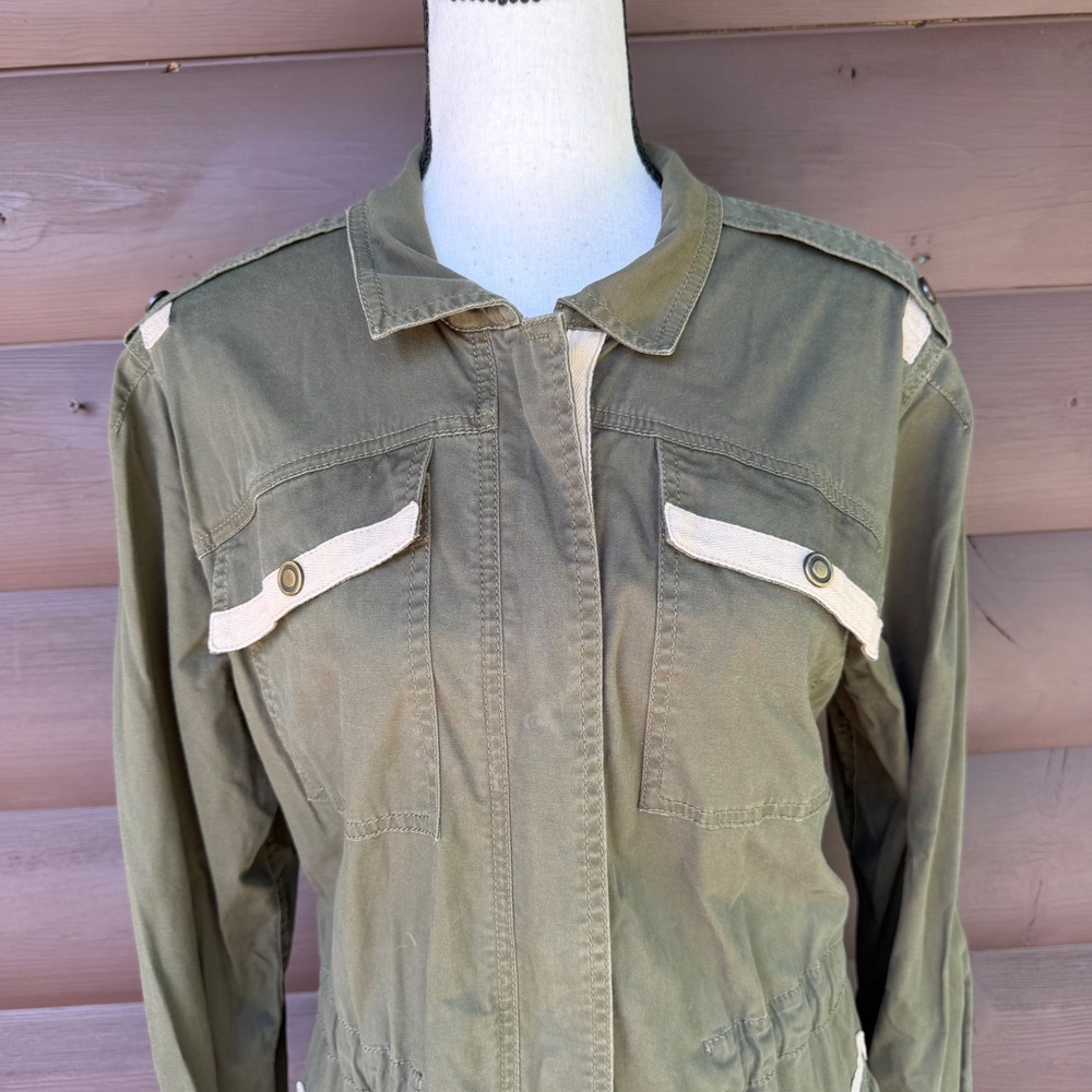 Cabi Anorak Jacket Women Large Green Utility Field Coat Style 722 Cotton Blend - Picture 2 of 7